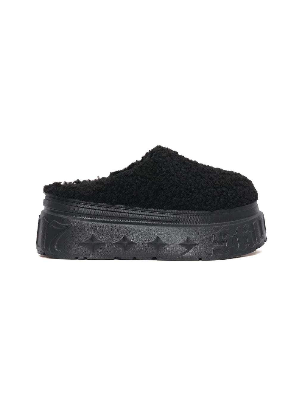 1807 INF-010 Gothic Black Teddy Chunky Platform Clogs