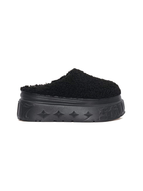 1807 INF-010 Gothic Black Teddy Chunky Platform Clogs