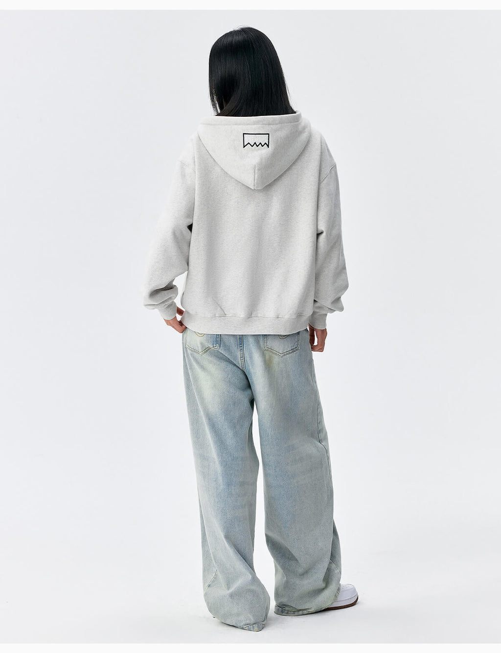 MEDM Pearl Logo Embellished Zip Up Hoodie