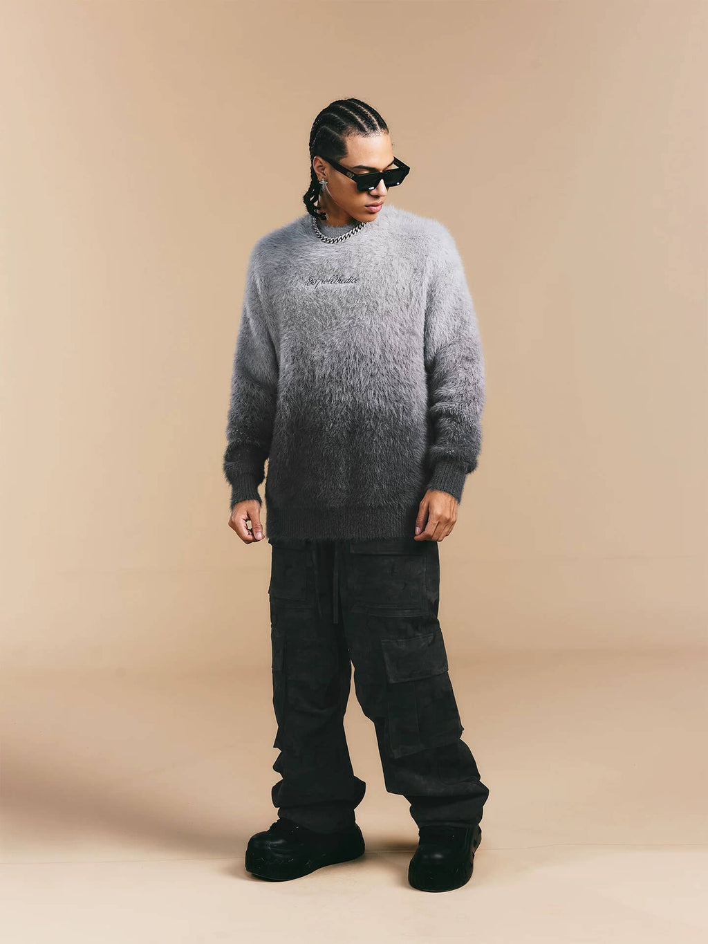 1807 Gradient Faux Mink Fur Knit Sweater