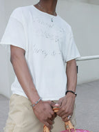 STEEPC Contrast Old Print Boxy Knit Tee