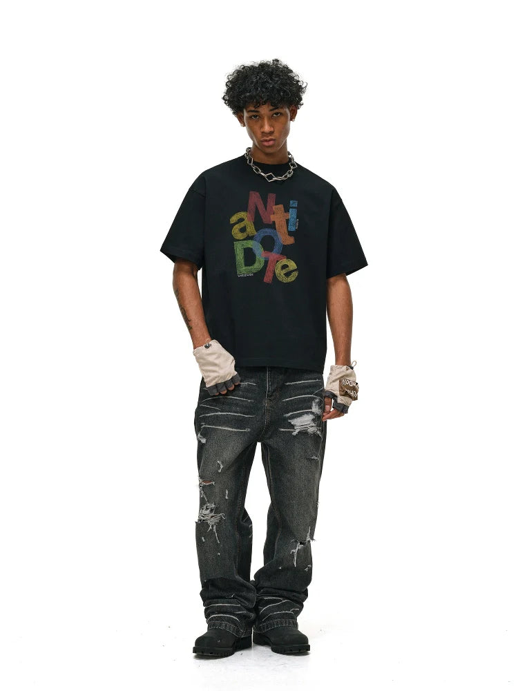 ANTIDOTE Colorful Crayon Print Tee