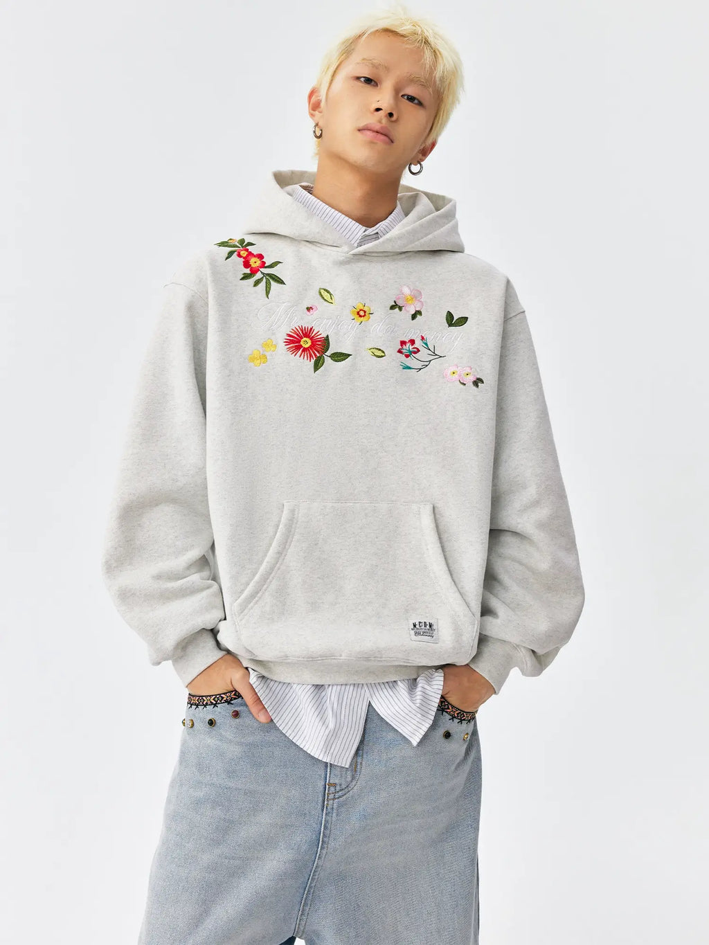 MEDM Colorful Floral Embroidered Hoodie
