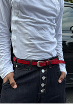 STEEPC Leather Braided Metal Buckle Belt