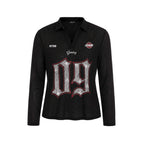 F3F Select Numbering Stripe Sleeve Mesh Long Sleeve Polo Jersey