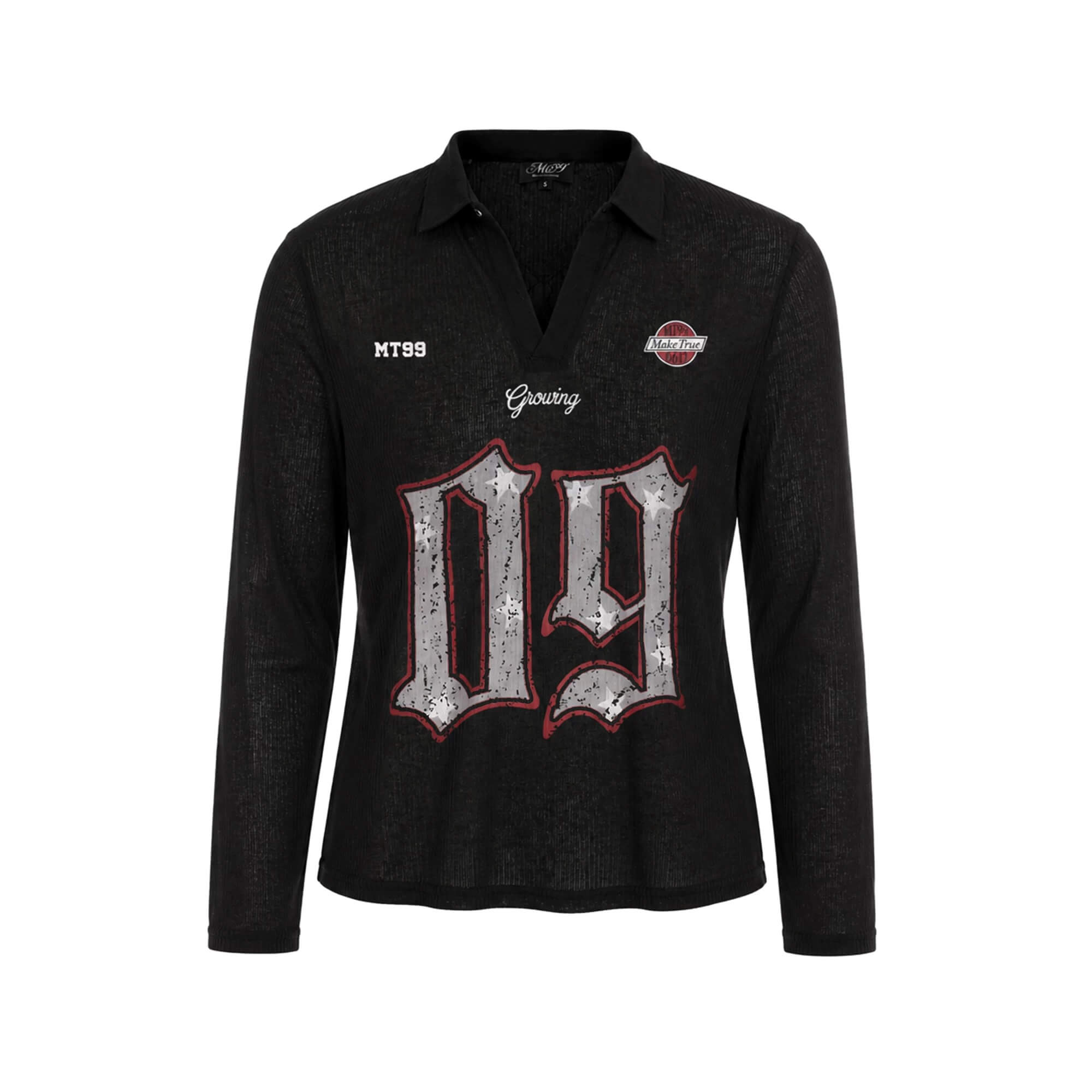 F3F Select Numbering Stripe Sleeve Mesh Long Sleeve Polo Jersey