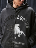 1807 Pegasus Wash Fade Zip Up Hoodie