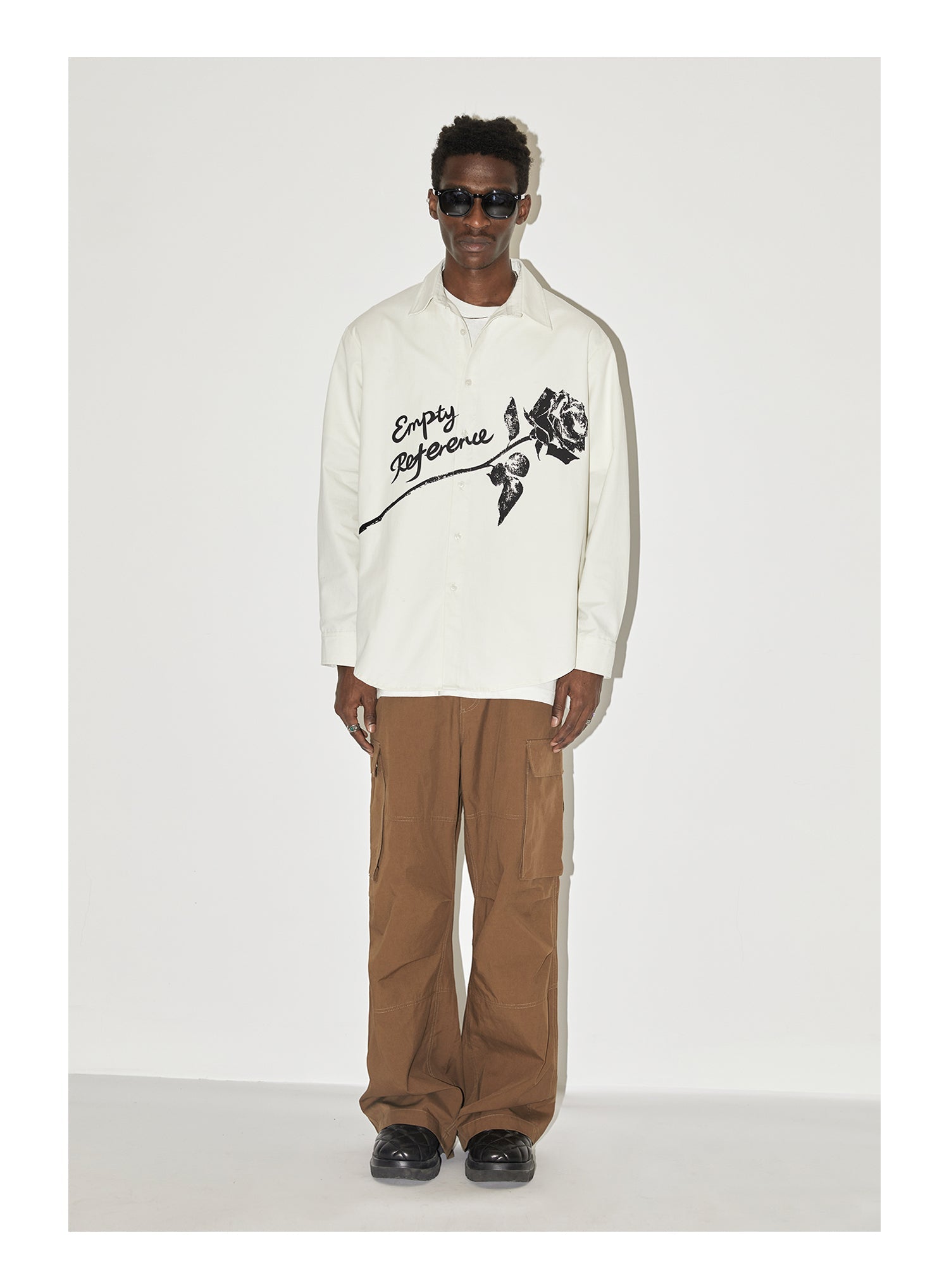EMPTY REFERENCE Night Rose Print Long Sleeved Shirt