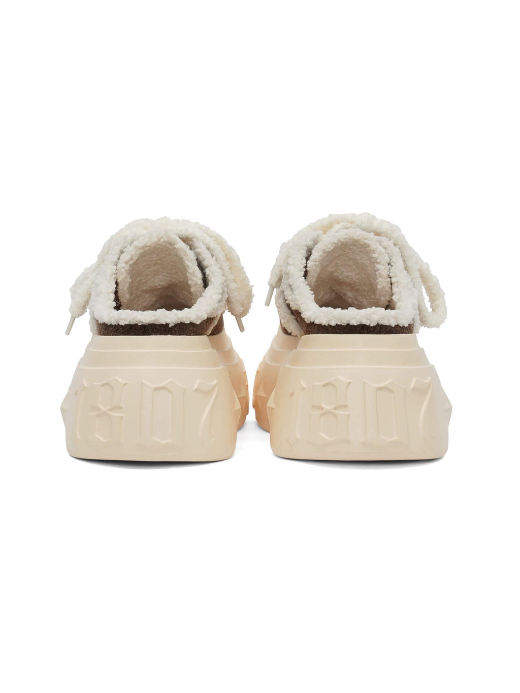 1807 INF-008 Gothic Lace Up Shearling Chunky Half Sneakers