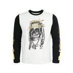 TGFCLUB Skull Print Color Block Slim Fit Long Sleeve Tee