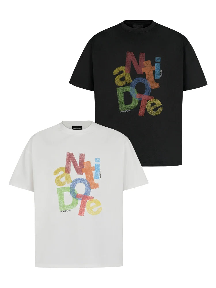 ANTIDOTE Colorful Crayon Print Tee