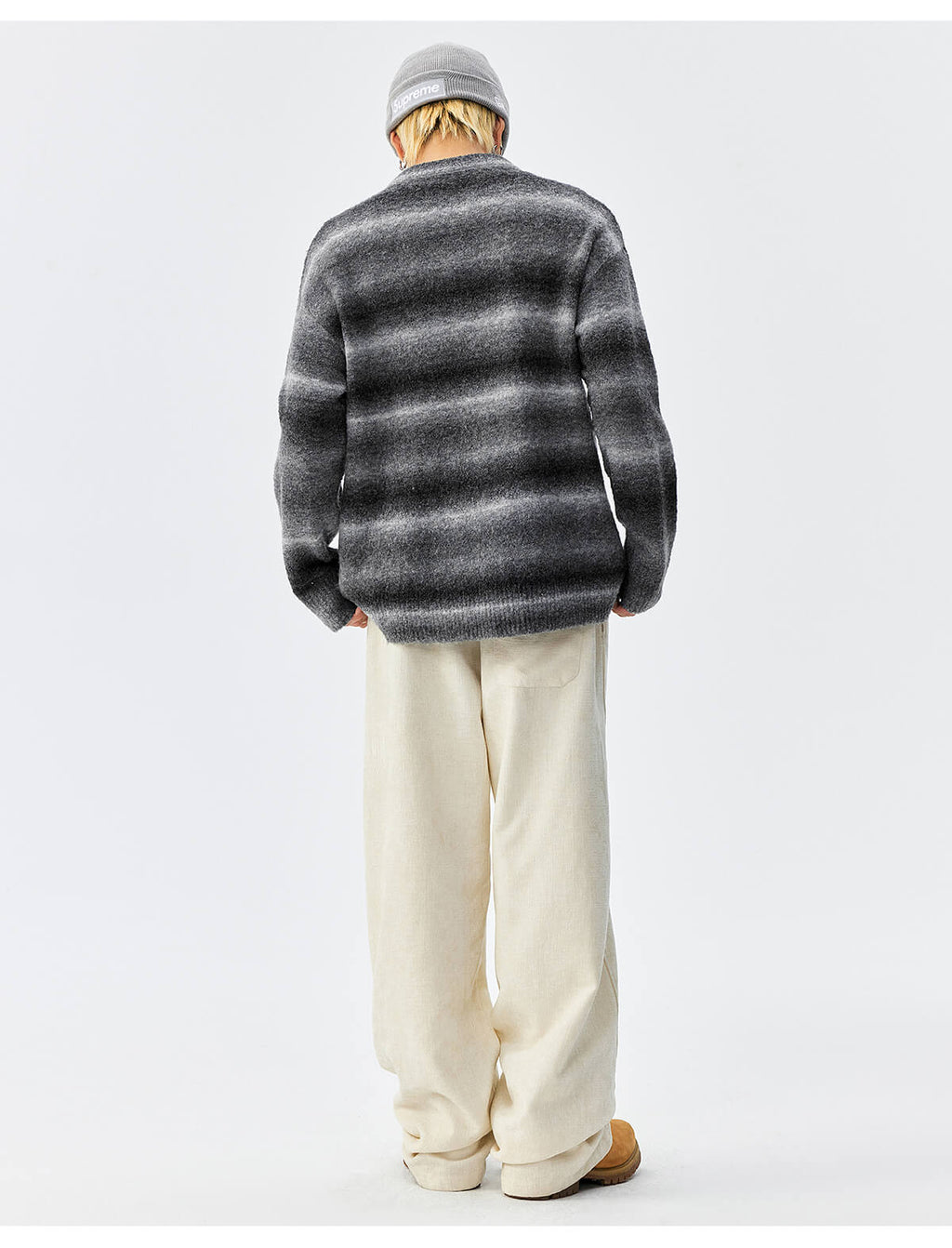 MEDM Logo Patch Rainbow Gradient Knit Sweater