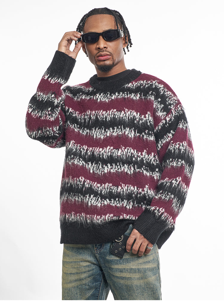F3F Select Gradient Striped Fuzzy Knit Sweater