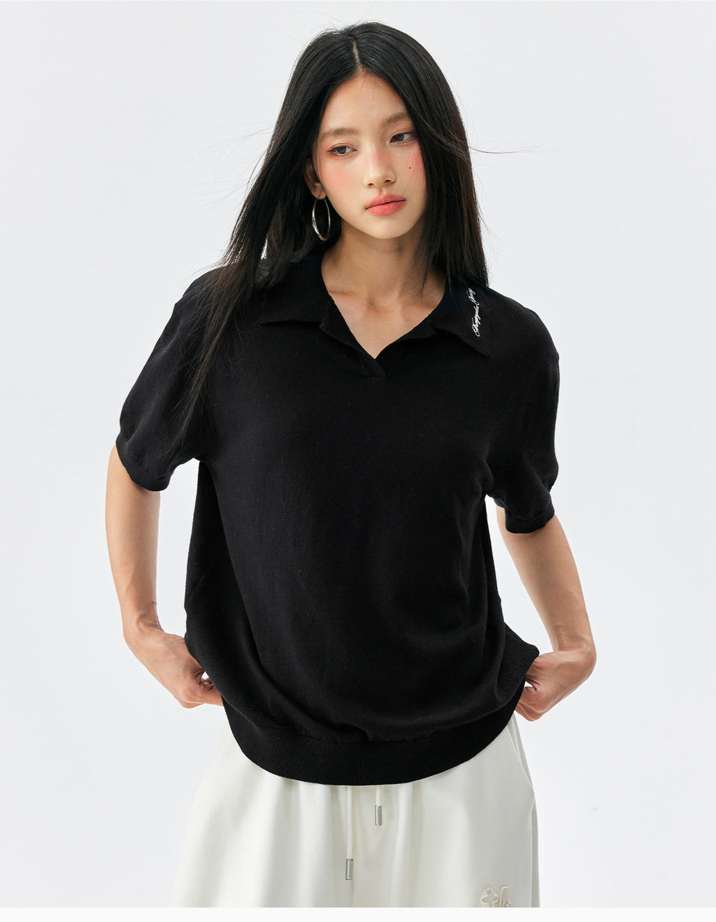 MEDM Handwriting Embroidery Knit Polo
