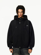 Achock Snap Button Wind Flap Zip Up Hooded Jacket