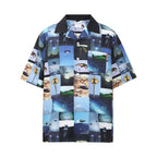 UNTILWERICH Cuban Collar UFO Short Sleeve Shirt