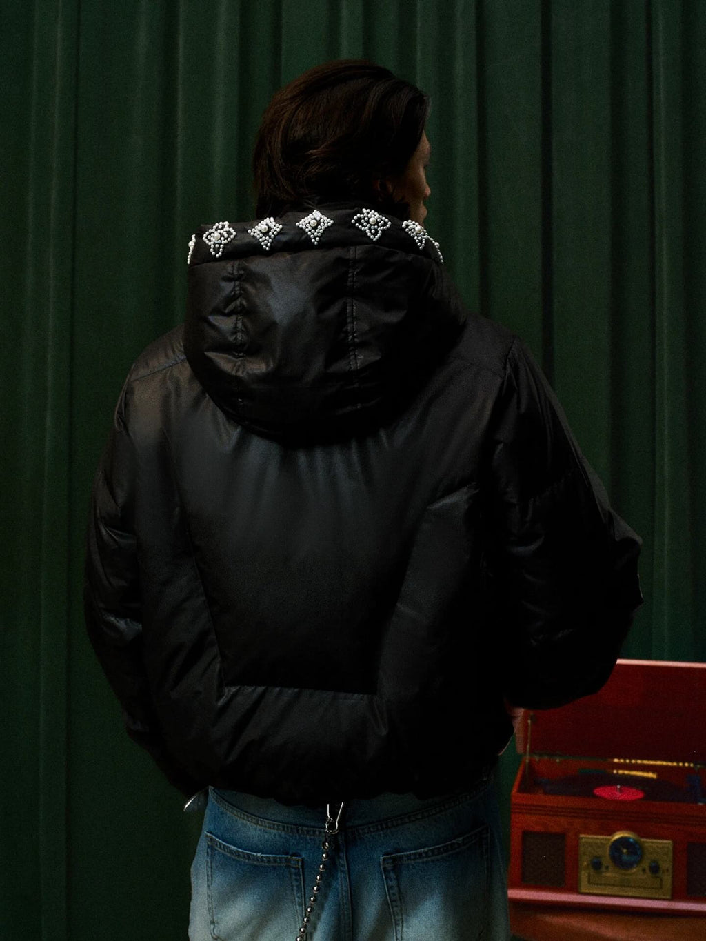 YADcrew Detachable Pearl Hood Down Jacket