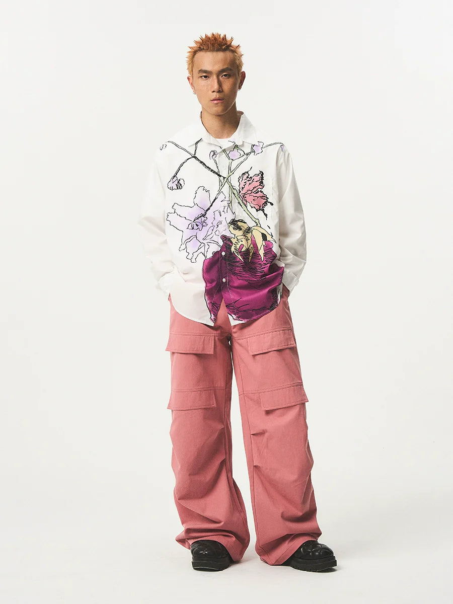 EMPTY REFERENCE Hand Painted Watercolor Vase Long Sleeve Shirt