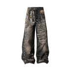 YADcrew Twisted Check Shirt 3D Digital Print Jeans