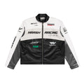 Harsh and Cruel Colorful Lapel F1 Racing Suit Faux Leather Jacket