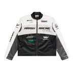 Harsh and Cruel Colorful Lapel F1 Racing Suit Faux Leather Jacket