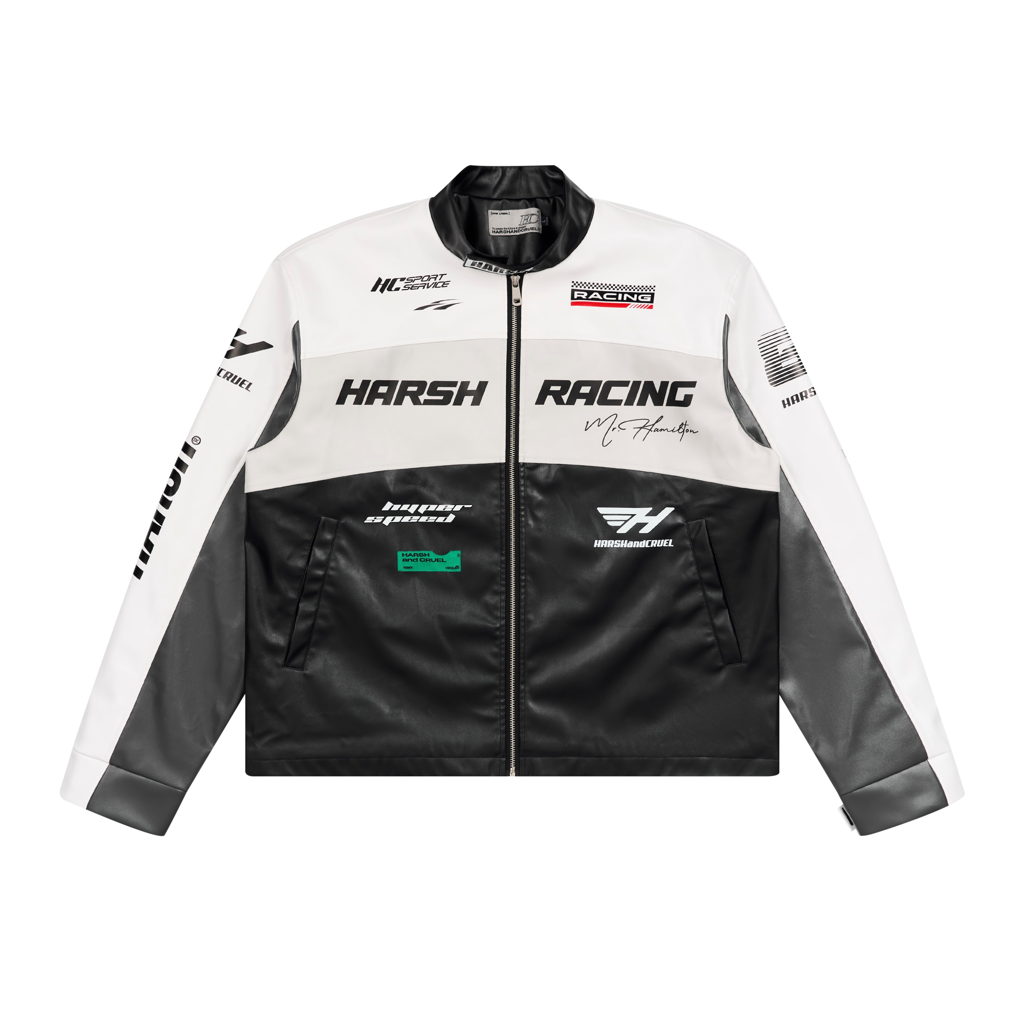 Harsh and Cruel Colorful Lapel F1 Racing Suit Faux Leather Jacket