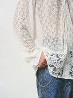 EMPTY REFERENCE Lace Patchwork Long Sleeve Shirt