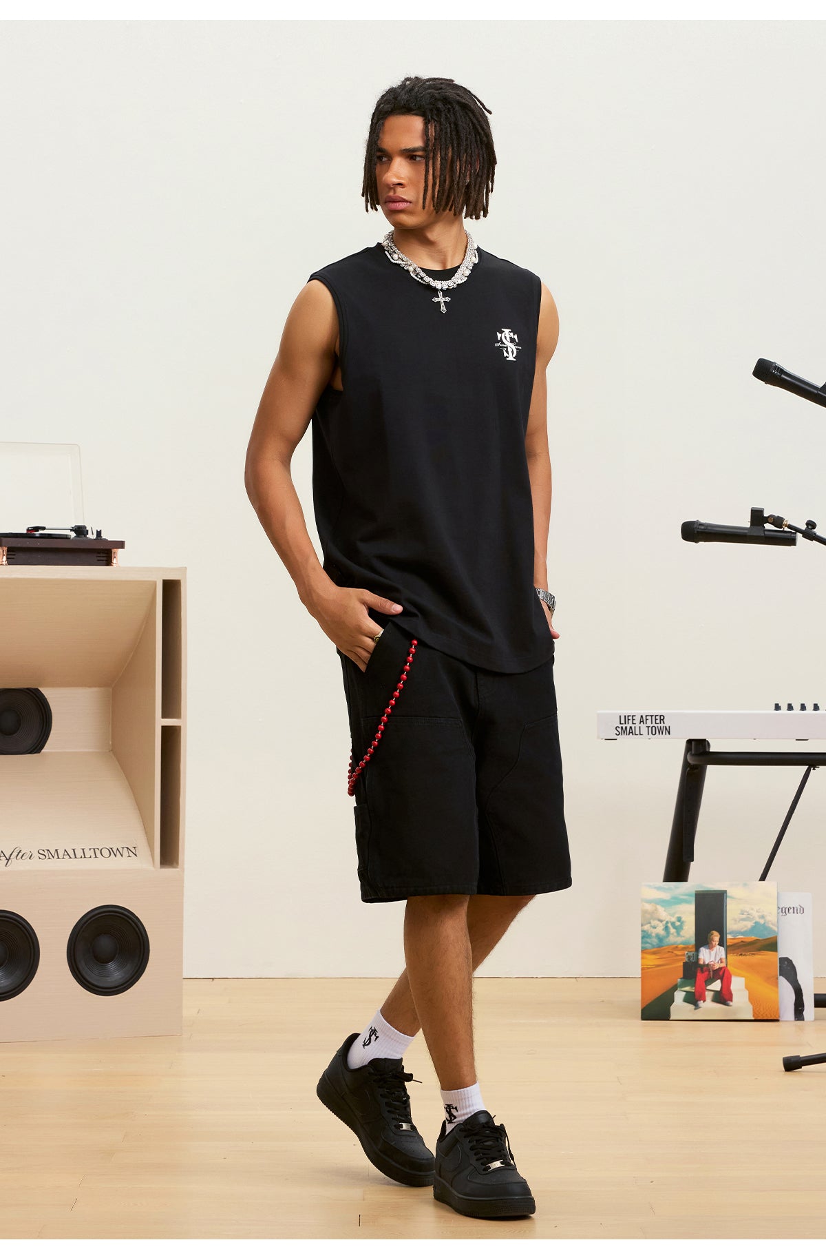 Small Town Kid Logo Print Sleeveless Tee