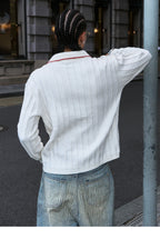 STEEPC Twisted Stripe Polo Knit Sweater