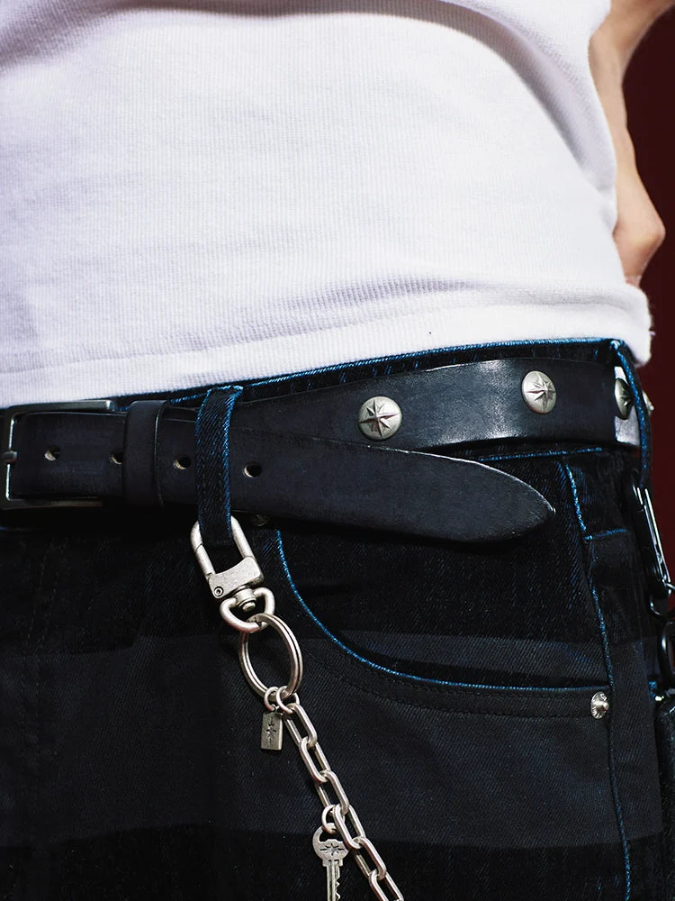 Remedy Washed Color Metal Studded Leather Belt