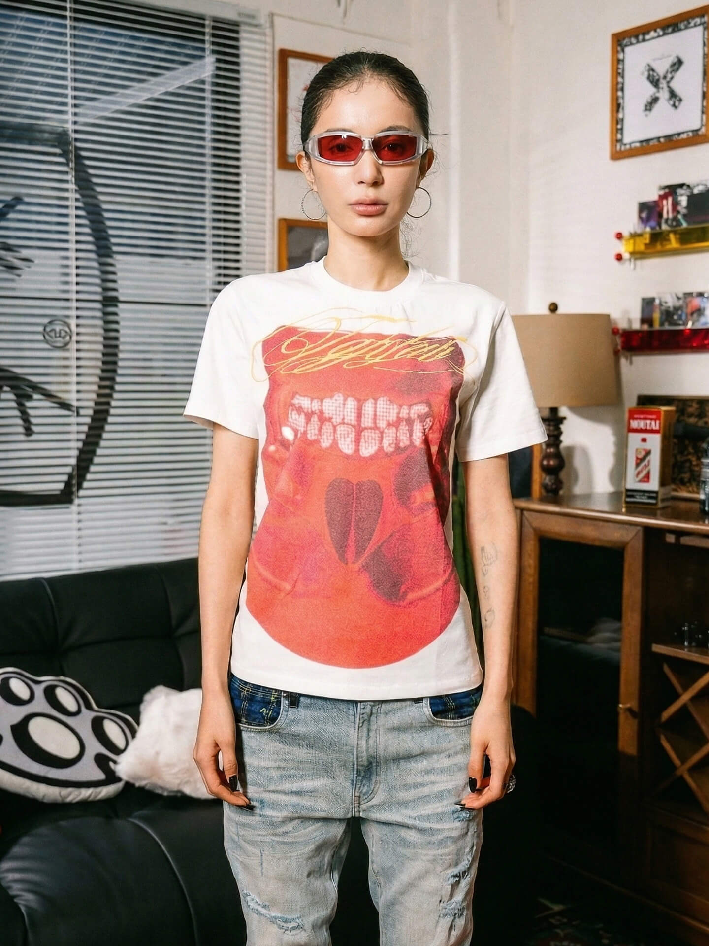 TGFCLUB Skull Parody Print Slim Fit Tee