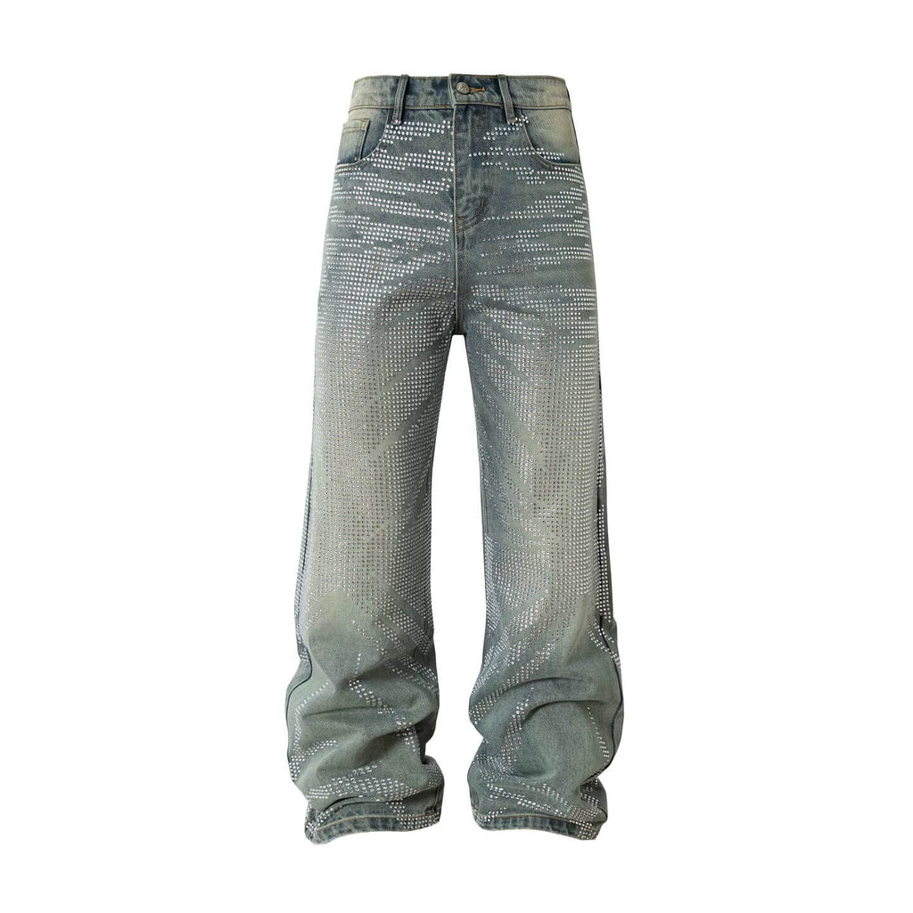 YADcrew Jeweled Rhinestone Whisker Washed Jeans