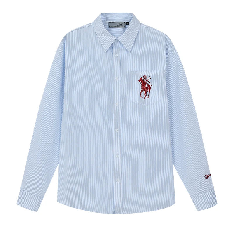 Harsh and Cruel Vintage Embroidered Striped Loose Long Sleeve Shirt
