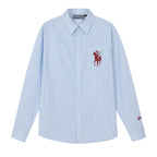 Harsh and Cruel Vintage Embroidered Striped Loose Long Sleeve Shirt