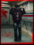 MEDM x EVA Lilith Stripe Zip-Up Knit Hoodie