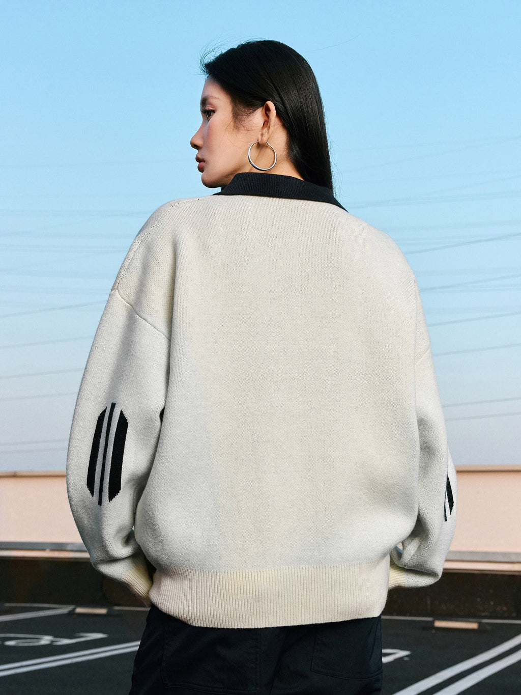 MEDM Patchwork Striped Elbow Knit Sweater