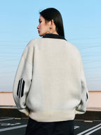MEDM Patchwork Striped Elbow Knit Sweater