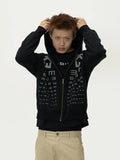 EVILKNIGHT(EK) Eye Chart Logo Print Zip Up Hoodie