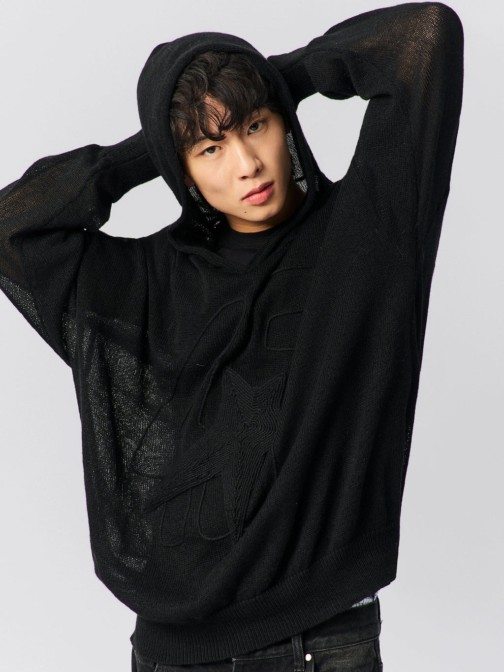 S45 Star Logo Mesh Knit Hoodie