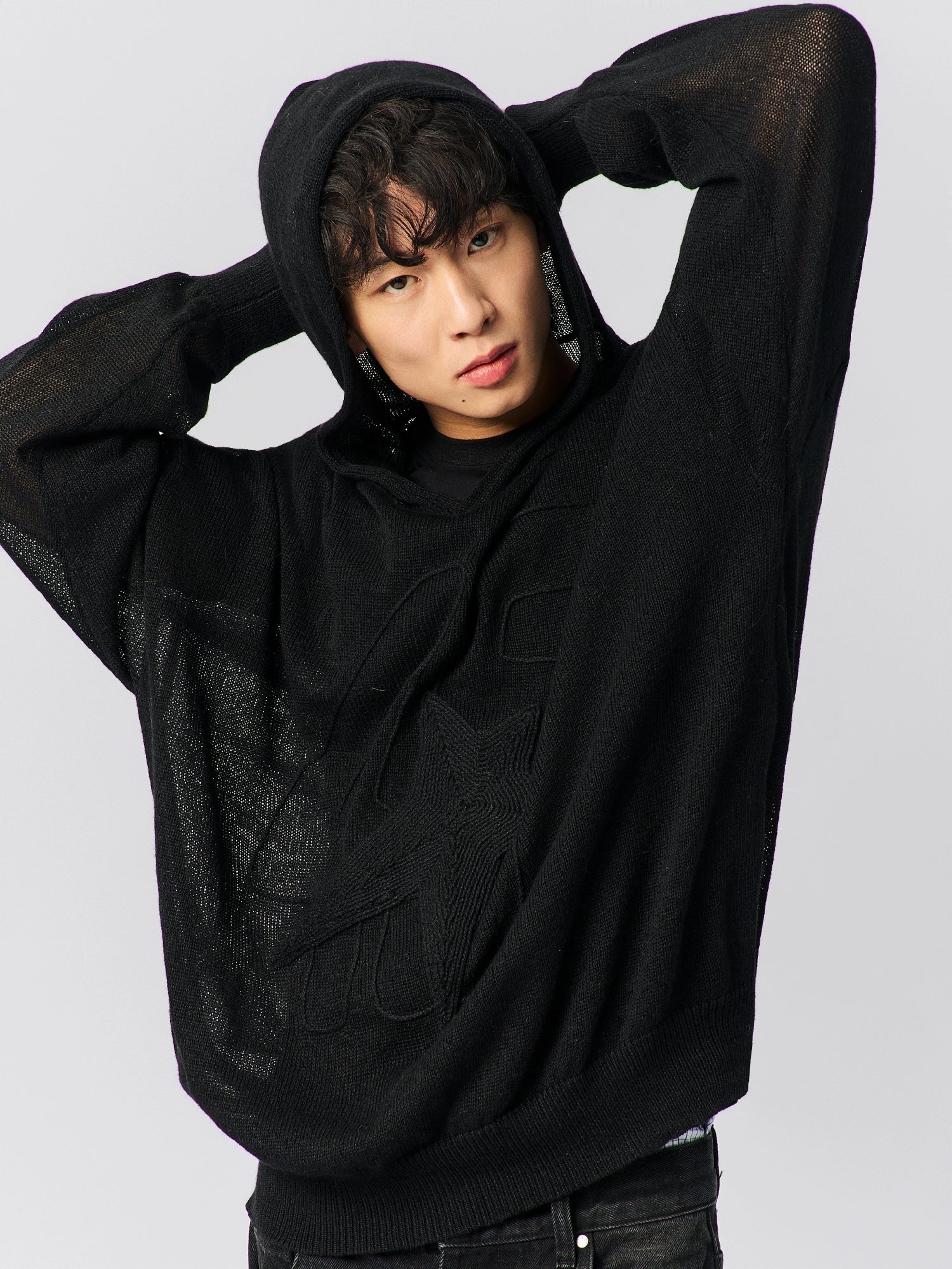 S45 Star Logo Mesh Knit Hoodie