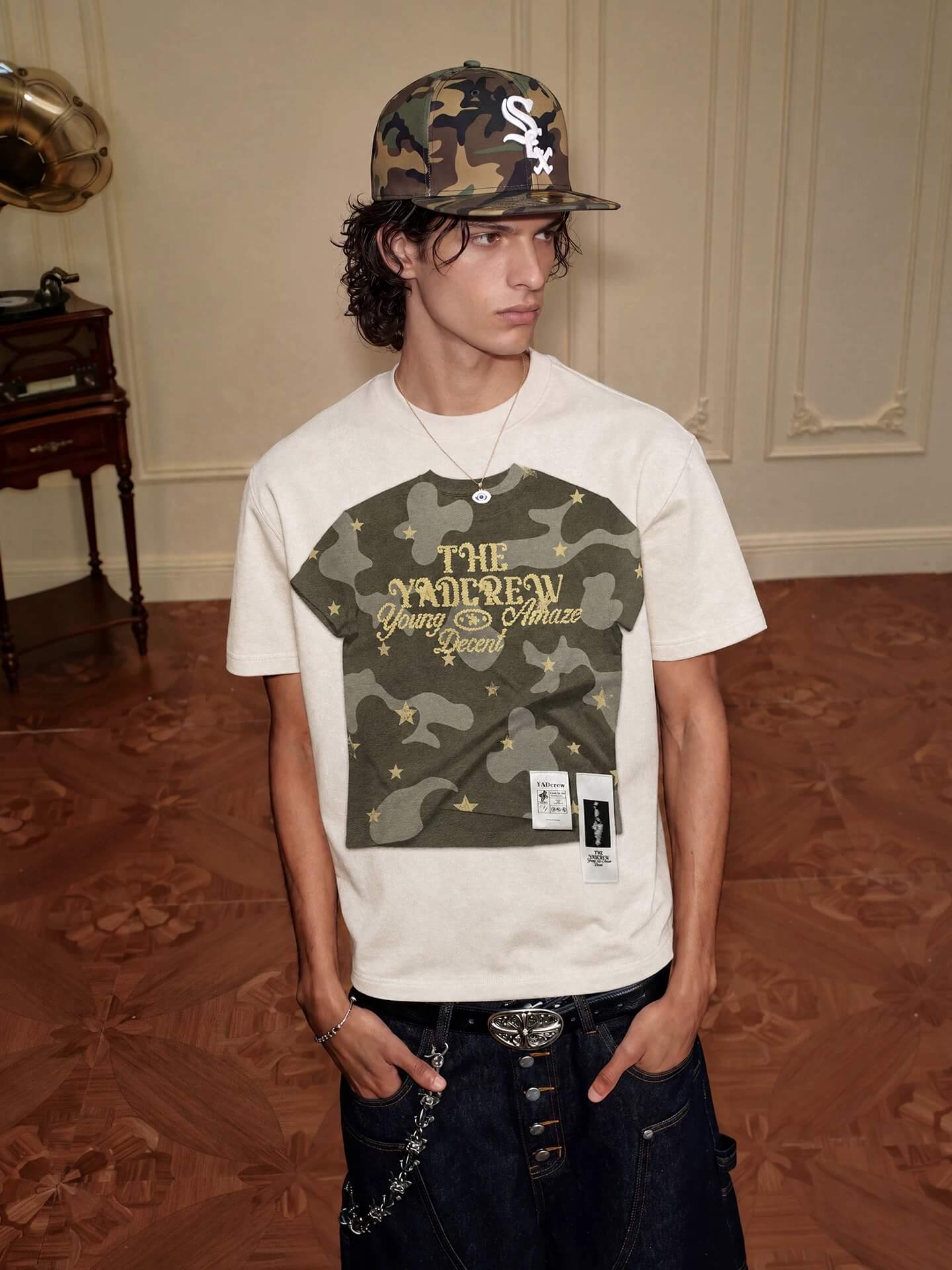 YADcrew Digital Print Camouflage Star Tee