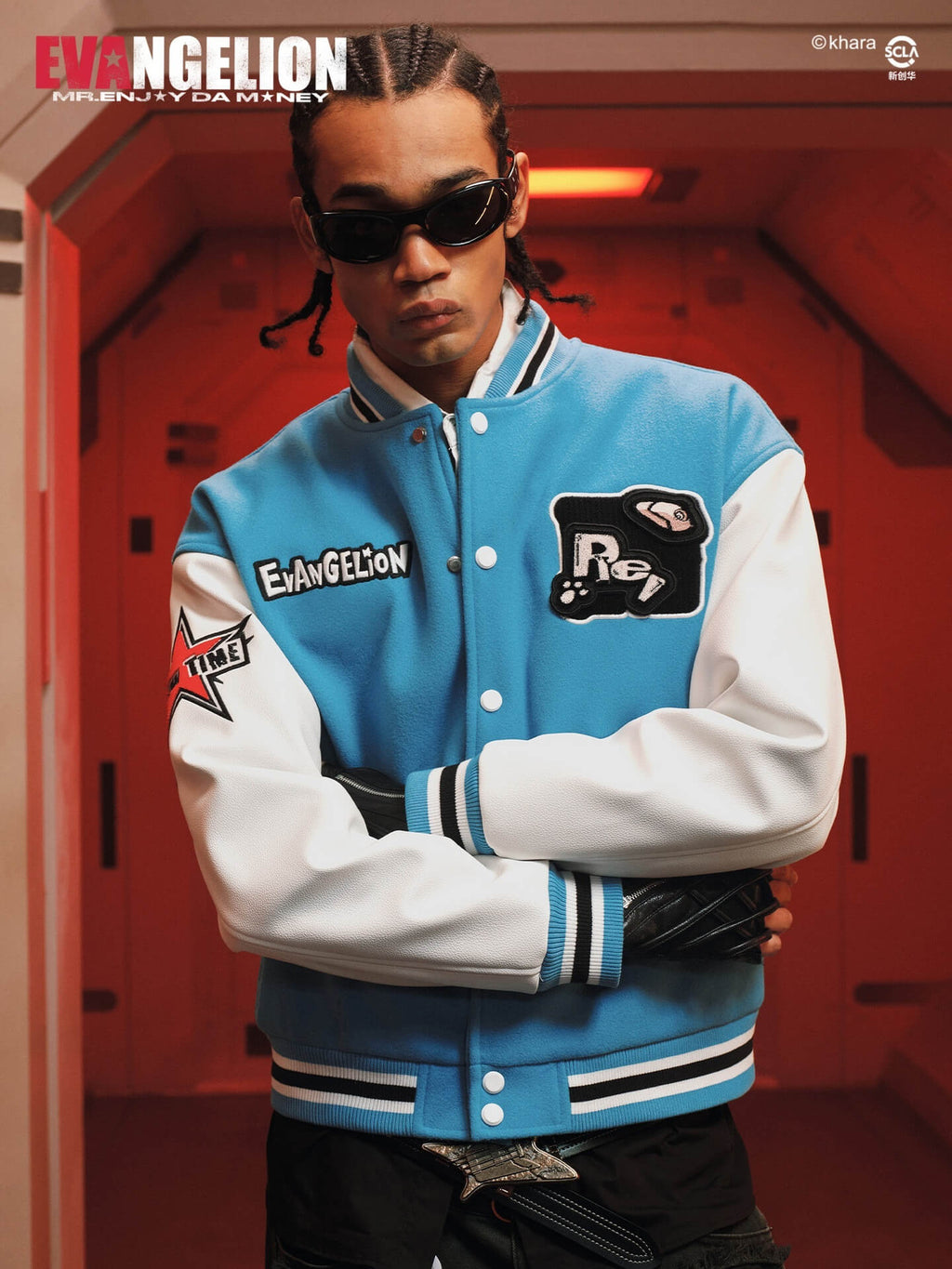 MEDM x EVA NEVER END Character Patch Detachable Velcro Patch Varsity Jacket