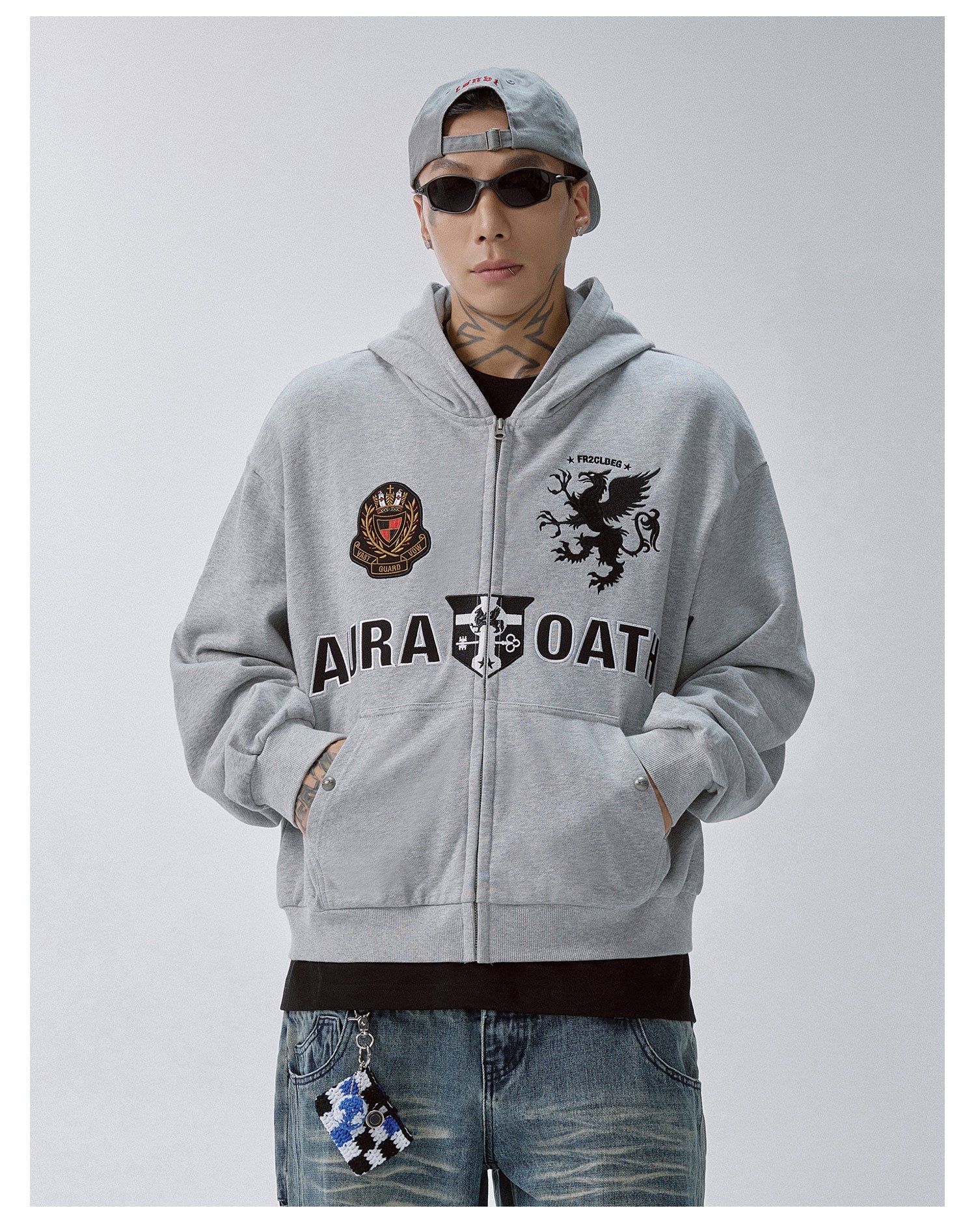 F2CE Embroidery Patch Zip Up Hoodie