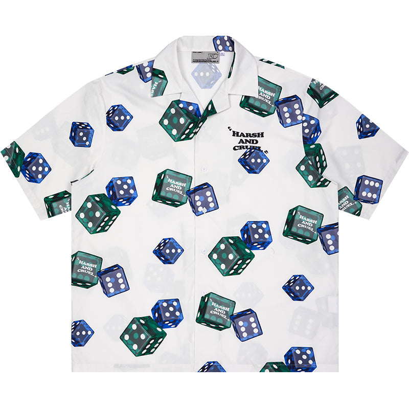 Harsh and Cruel 3D Dice Print Cuban Shirt