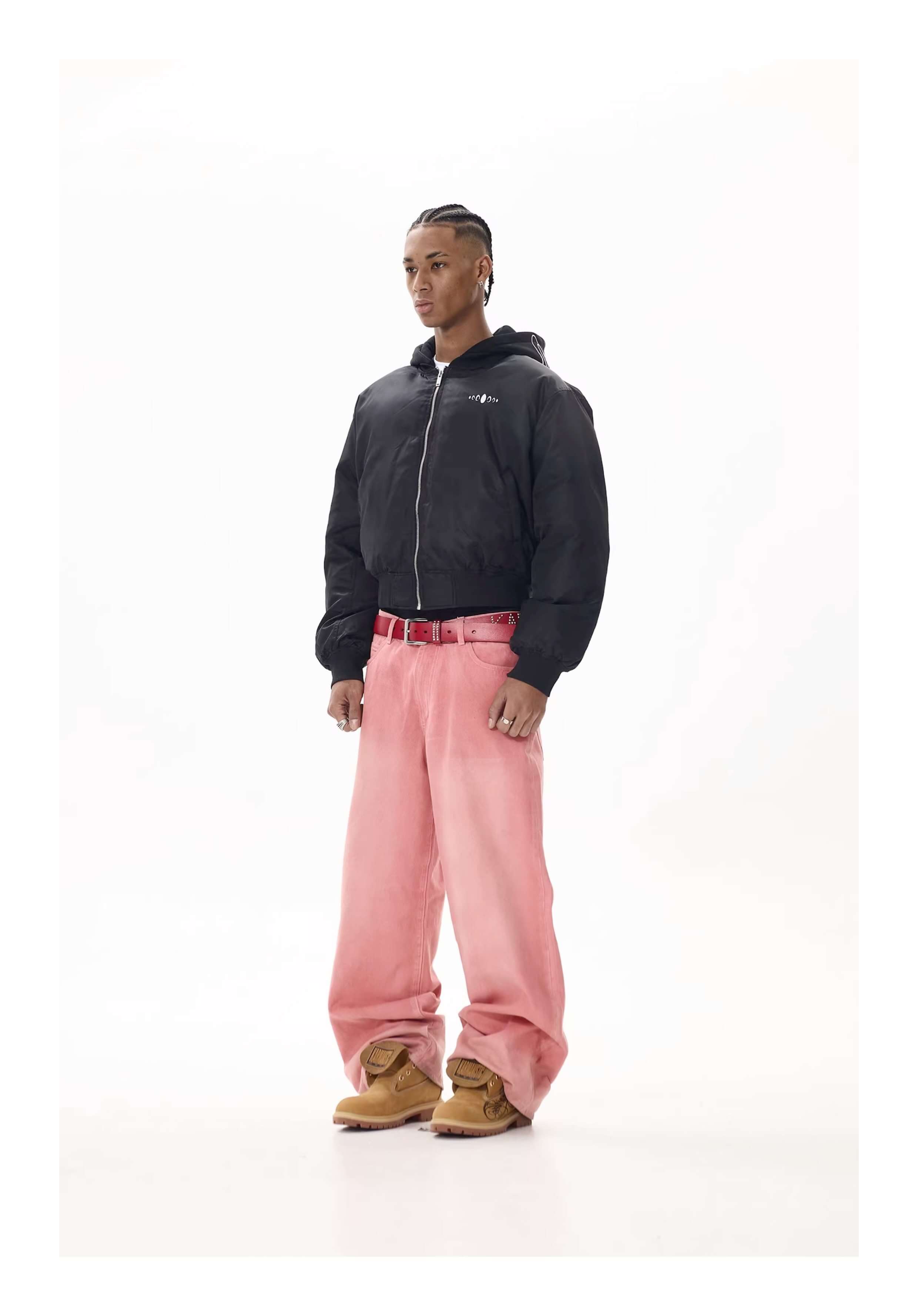 KARMANISTIC Embroidered Hooded Puffer Bomber Jacket