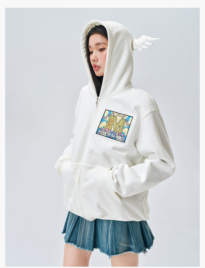 MEDM Angel & Devil Horns Zip-Up Hoodie