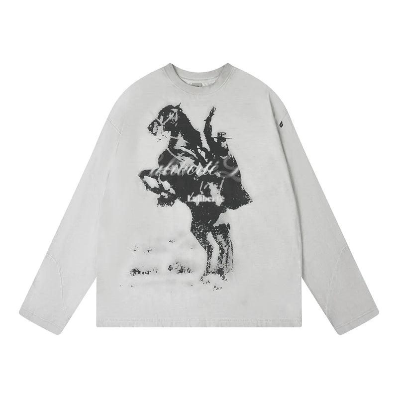 Labt Western Cowboy Print Long Sleeve Tee