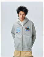 MEDM Blooming Star Embroidered Zip-Up Hoodie