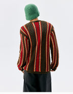 MEDM Multi Color Striped Open Knit Sweater