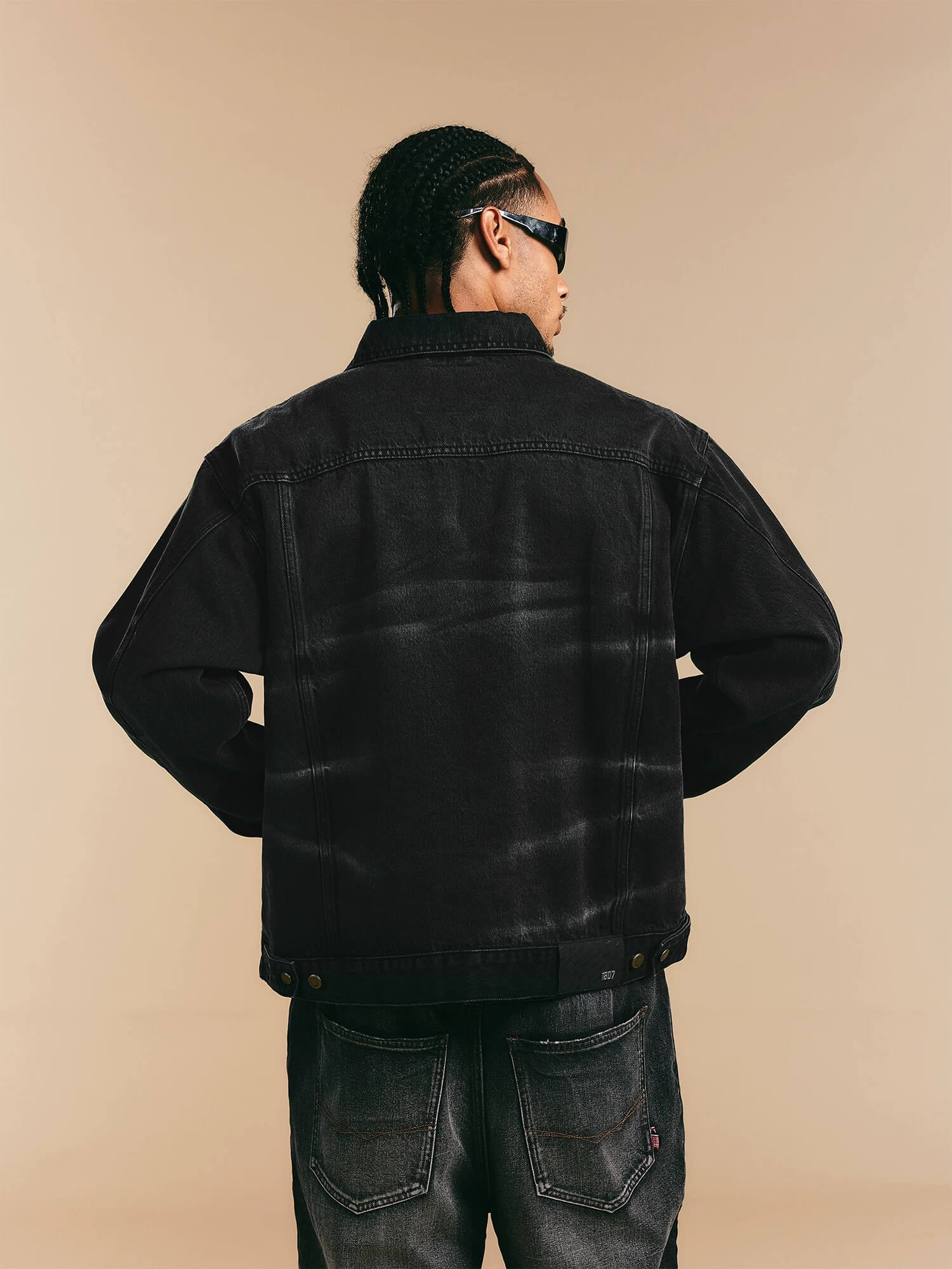 1807 Cat Whiskers Washed Black Denim Jacket